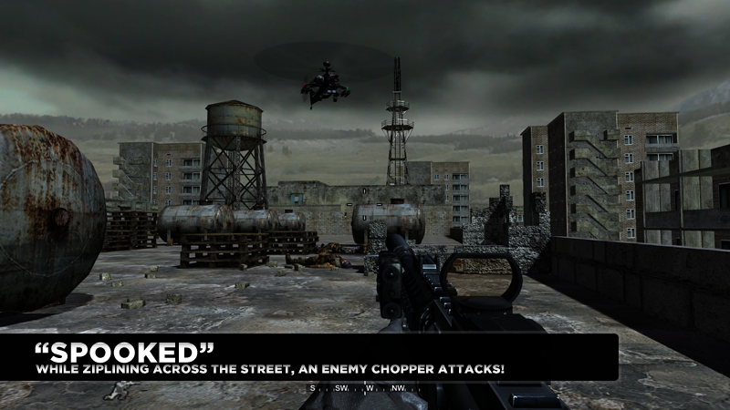 After using the powerline as a zipline, the chopper attacks!
